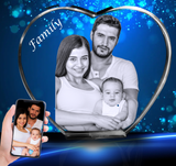 Birthday gift 3D crystal with engraved smiling portrait