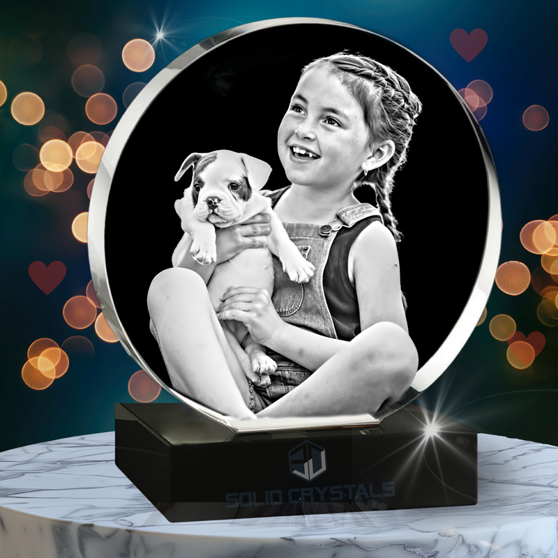 Custom 3D crystal with engraved horse photo