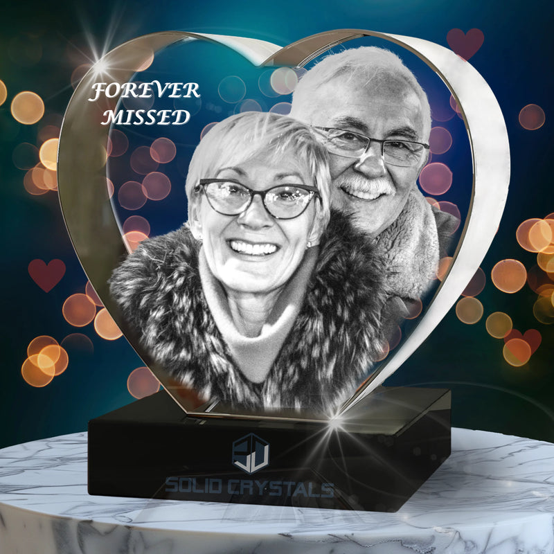 memorial, memorial gift, heart crystal, 3d crystal photo, 3d , personalised