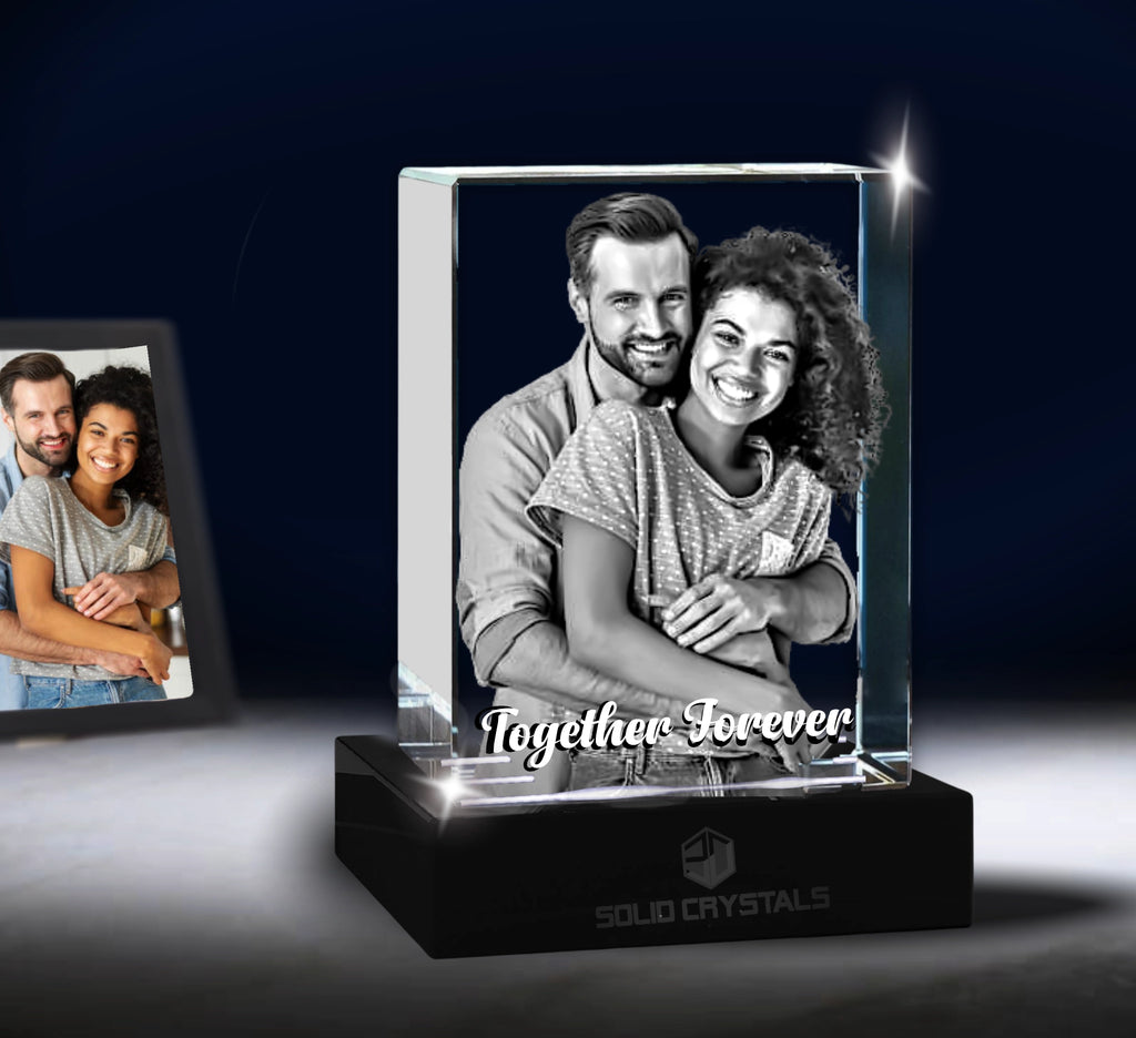 Wedding 3D photo crystal – engraved bride and groom keepsake