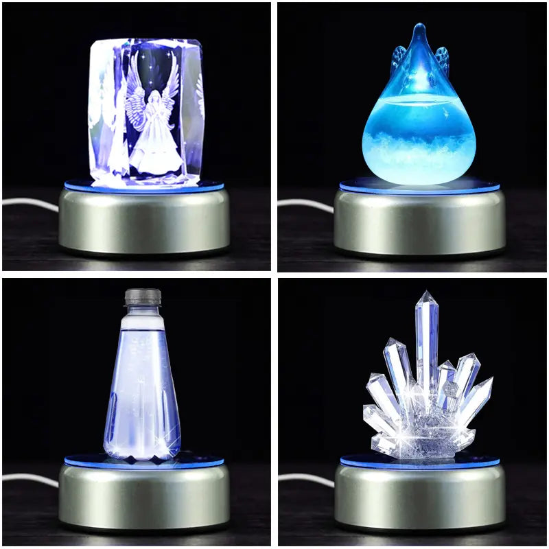 Rotating Light Base For Crystals - LED Light Base|(Battery and Mains Operated)