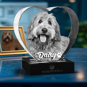 Custom 3D crystal with engraved horse photo, Personalised 3D laser engraved crystal with custom photo