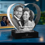 wedding gift, 3D Crystal, Personalized wedding gift, romantic keepsake, custom wedding crystal, heart-shaped 3D engraving, unique wedding present, forever love gift.