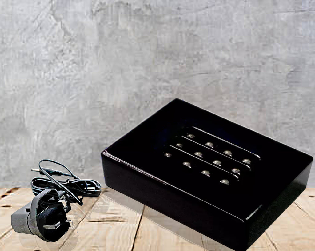 Black Lacquer Wooden Led Light Base - White lights Piano Finish