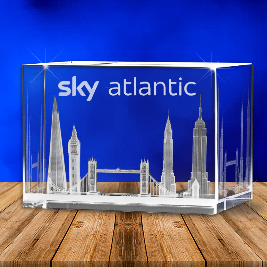 XXL Executive 3D Crystal Block Award + FREE Black Piano Finish Wooden Light Base (Premium Bevel Edge / 15cm x 10cm x 6cm) - Solid Crystals | 3D Photo Crystal Shop | Laser engraved Glass Award