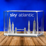XXL Executive 3D Crystal Block Award + FREE Black Piano Finish Wooden Light Base (Premium Bevel Edge / 15cm x 10cm x 6cm) - Solid Crystals | 3D Photo Crystal Shop | Laser engraved Glass Award