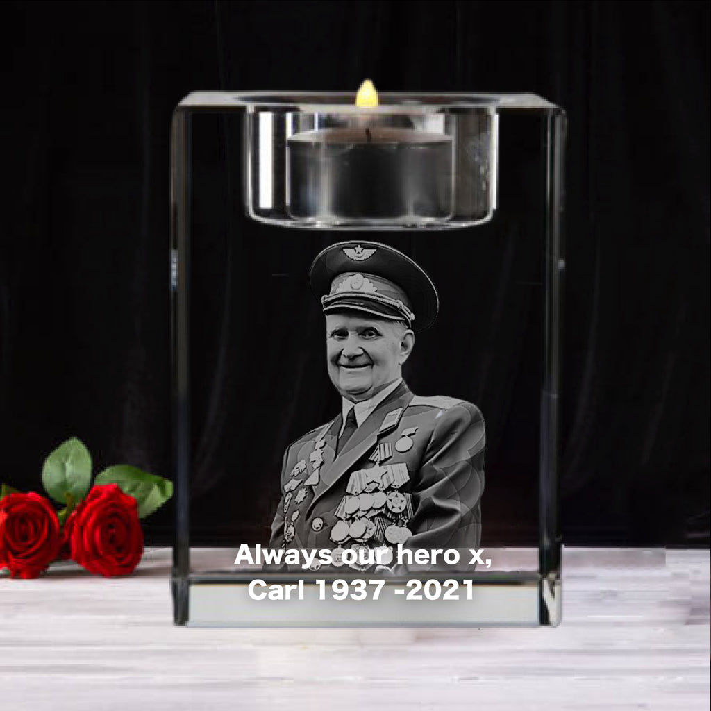 3D Memorial Candle Crystal (3 Sizes) - Solid Crystals | 3D Photo Crystal Shop | Laser engraved Glass Awards & Trophies