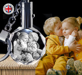 2D Memorial Octagon Led Keychain - Solid Crystals | 3D Photo Crystal Shop | Laser engraved Glass Awards & Trophies