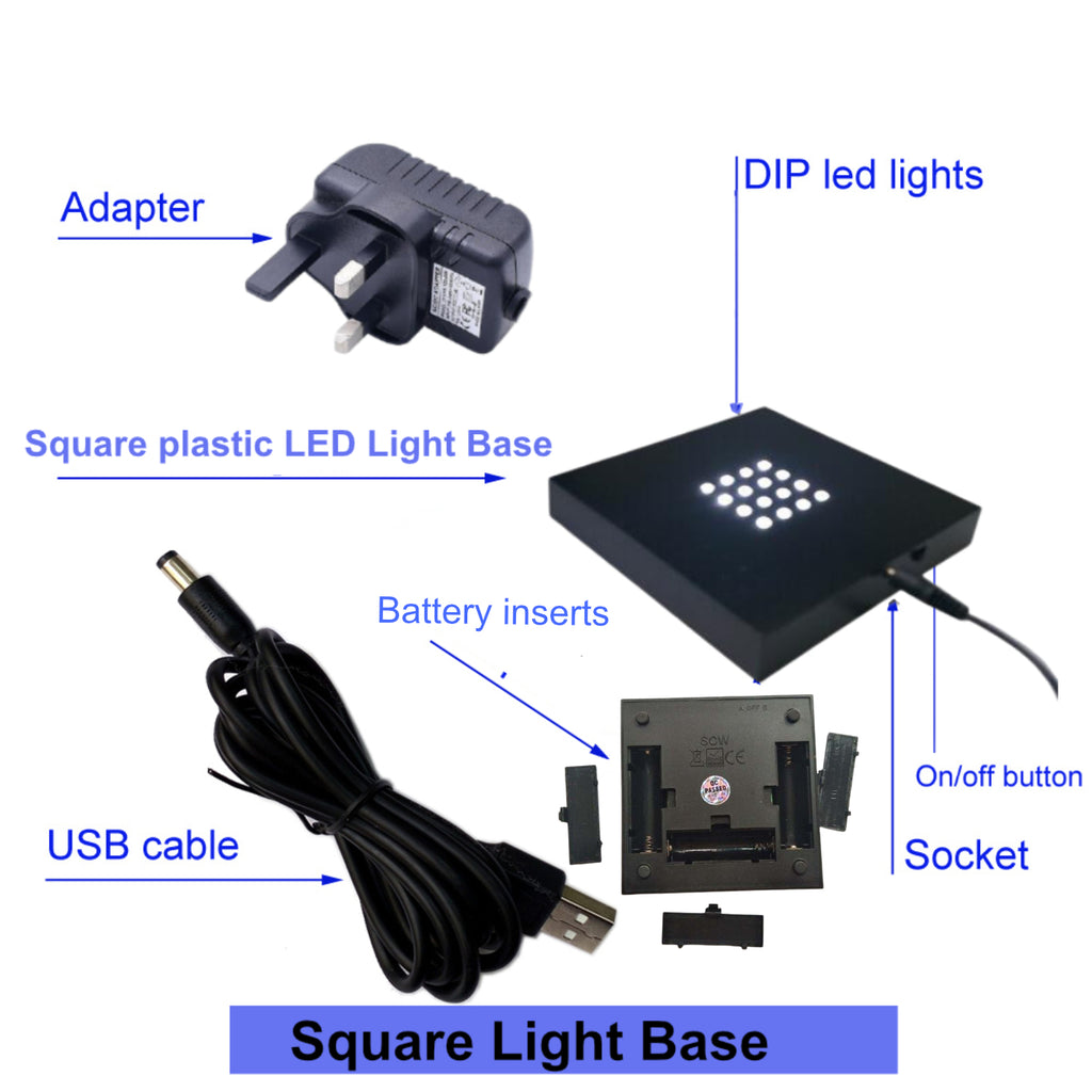 LED light base, LED display stand, LED light base for crystals, LED illuminated base, Light-up display base, Rotating LED light base, LED base for glass art, Multi-color LED light base, LED stand for 3D crystal, Battery-powered LED base