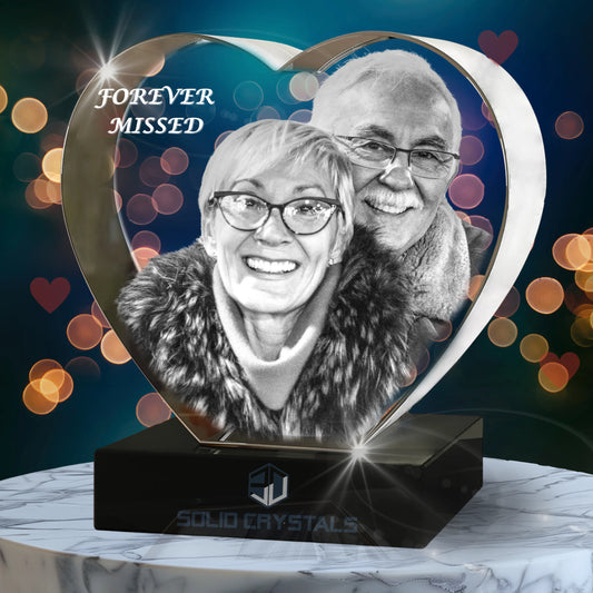 memorial, memorial gift, heart crystal, 3d crystal photo, 3d , personalised