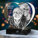 memorial, memorial gift, heart crystal, 3d crystal photo, 3d , personalised