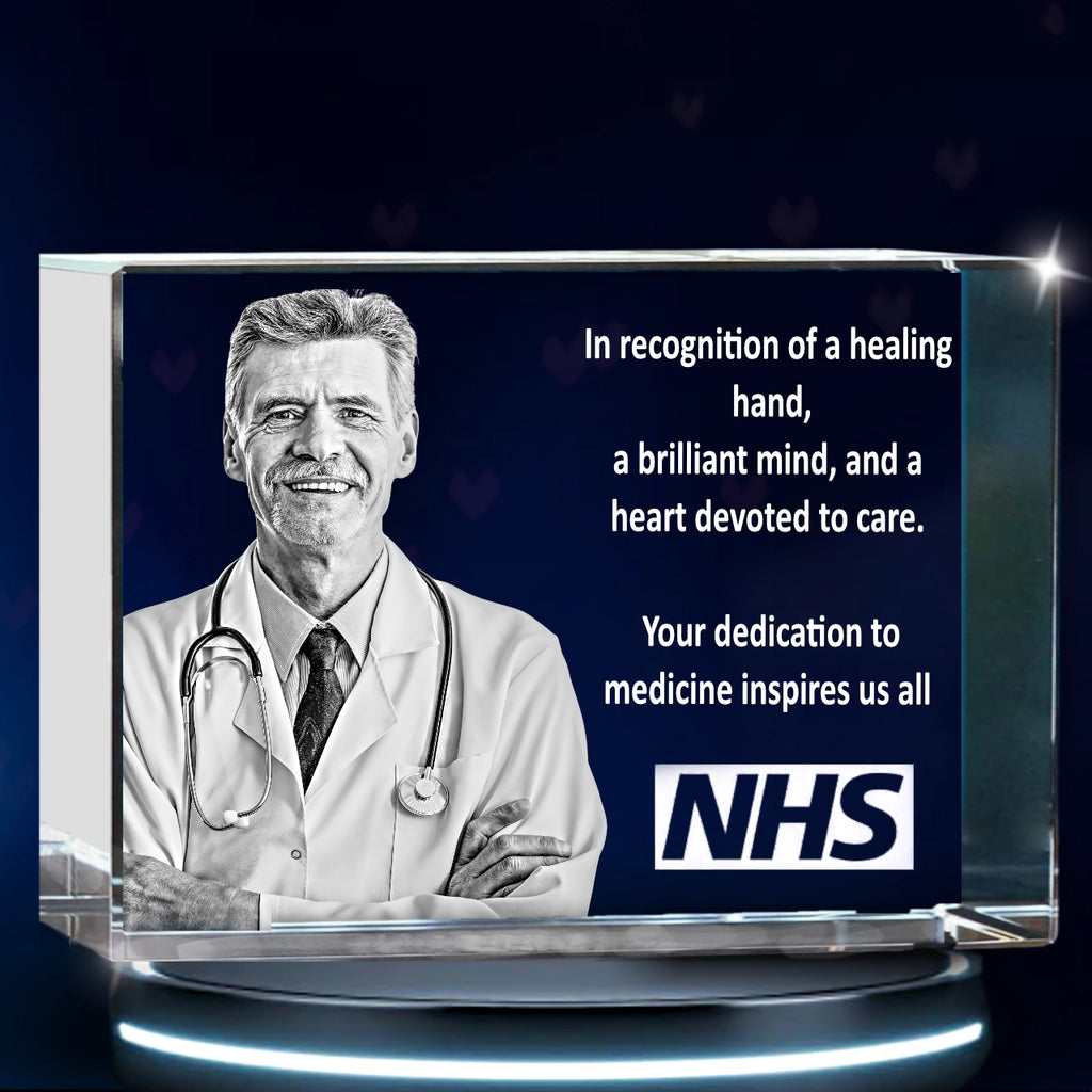 nhs logo, 3d crystal, corporate gift, 