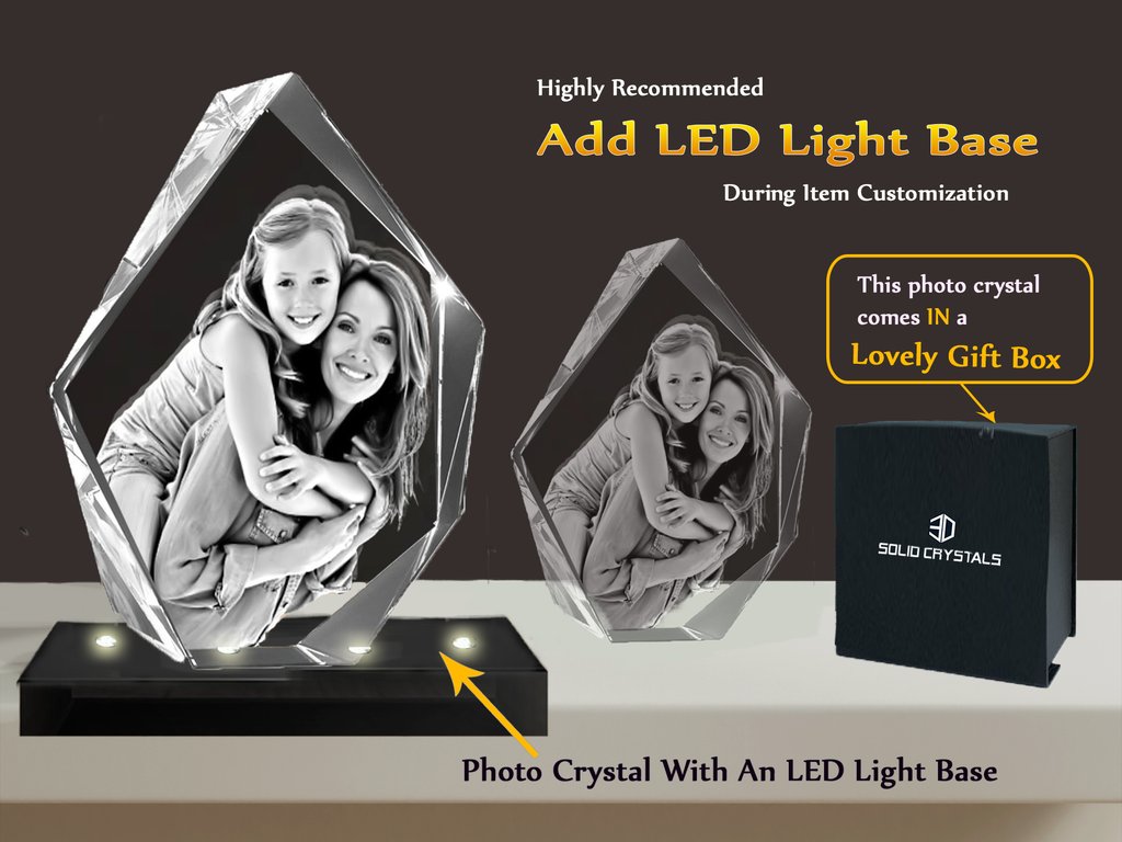 3D Photo Crystal Prestige - Large - 130x105x50mm - 1.3kg - Solid Crystals | 3D Photo Crystal Shop | Laser engraved Glass Awards & Trophies
