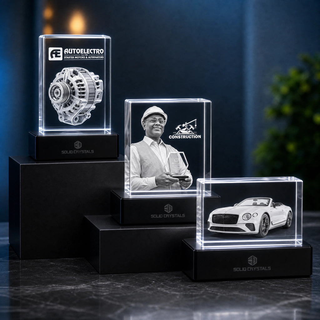 Personalised 3D Crystal Corporate Award
Custom Laser Engraved
Company Logo
Employee Recognition
Business Awards
Corporate Gifts