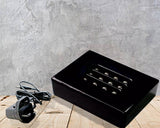 Black Lacquer Wooden Led Light Base - White lights Piano Finish