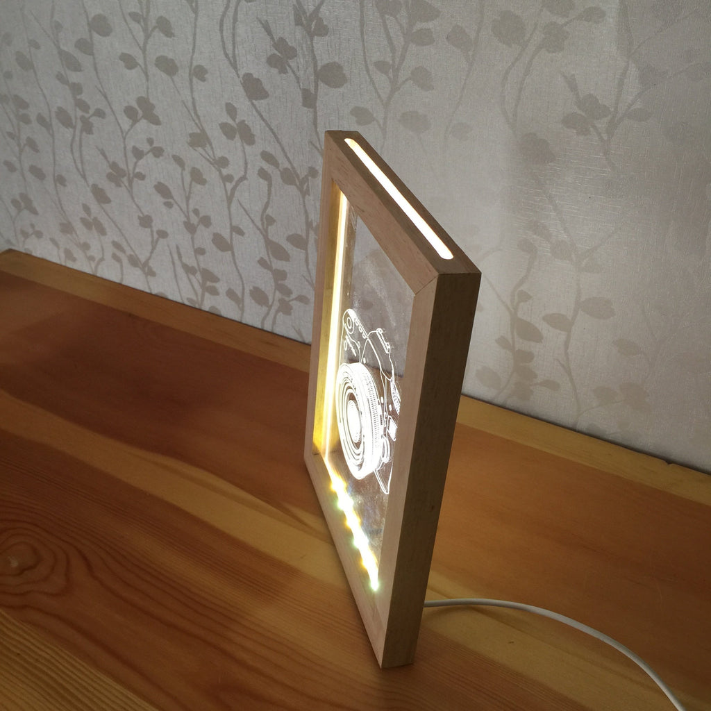 LED Light Up Glass Picture Frame Personalised Photo Frame 3D