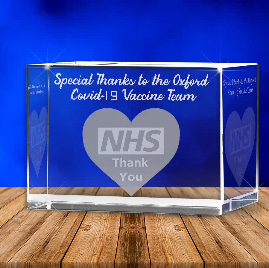 XXL Executive 3D Crystal Block Award + FREE Black Piano Finish Wooden Light Base (Premium Bevel Edge / 15cm x 10cm x 6cm) - Solid Crystals | 3D Photo Crystal Shop | Laser engraved Glass Award