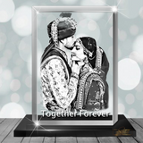 2D Photo in Glass  Gift - 8cm x 5cm x 5cm - Small - Solid Crystals | 3D Photo Crystal Shop | Laser engraved Glass Awards & Trophies