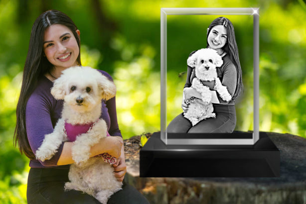 3D Photo in Glass Gift - 80x50x50mm - Small - Solid Crystals | 3D Photo Crystal Shop | Laser engraved Glass Awards & Trophies