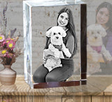 2D Photo in Glass  Gift - 8cm x 5cm x 5cm - Small - Solid Crystals | 3D Photo Crystal Shop | Laser engraved Glass Awards & Trophies
