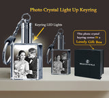 2D Memorial Rectangle Led Keychain - Solid Crystals | 3D Photo Crystal Shop | Laser engraved Glass Awards & Trophies