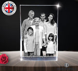 Photo Crystal  Plaque Gift  – 150mmx100mmx30mm - Solid Crystals | 3D Photo Crystal Shop | Laser engraved Glass Awards & Trophies